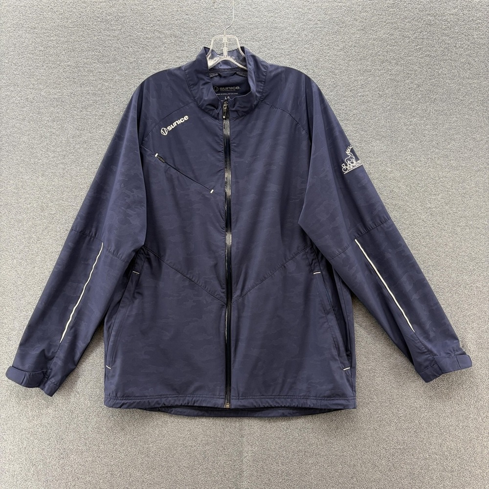 Sunice Jacket Mens Large Blue Camo Golf Windbreaker Full Zip Sanctuary Golf Club